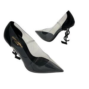 Saint Laurent Opyum 110 YSL High Heel Pump Clear Transparent PVC Black Size 40